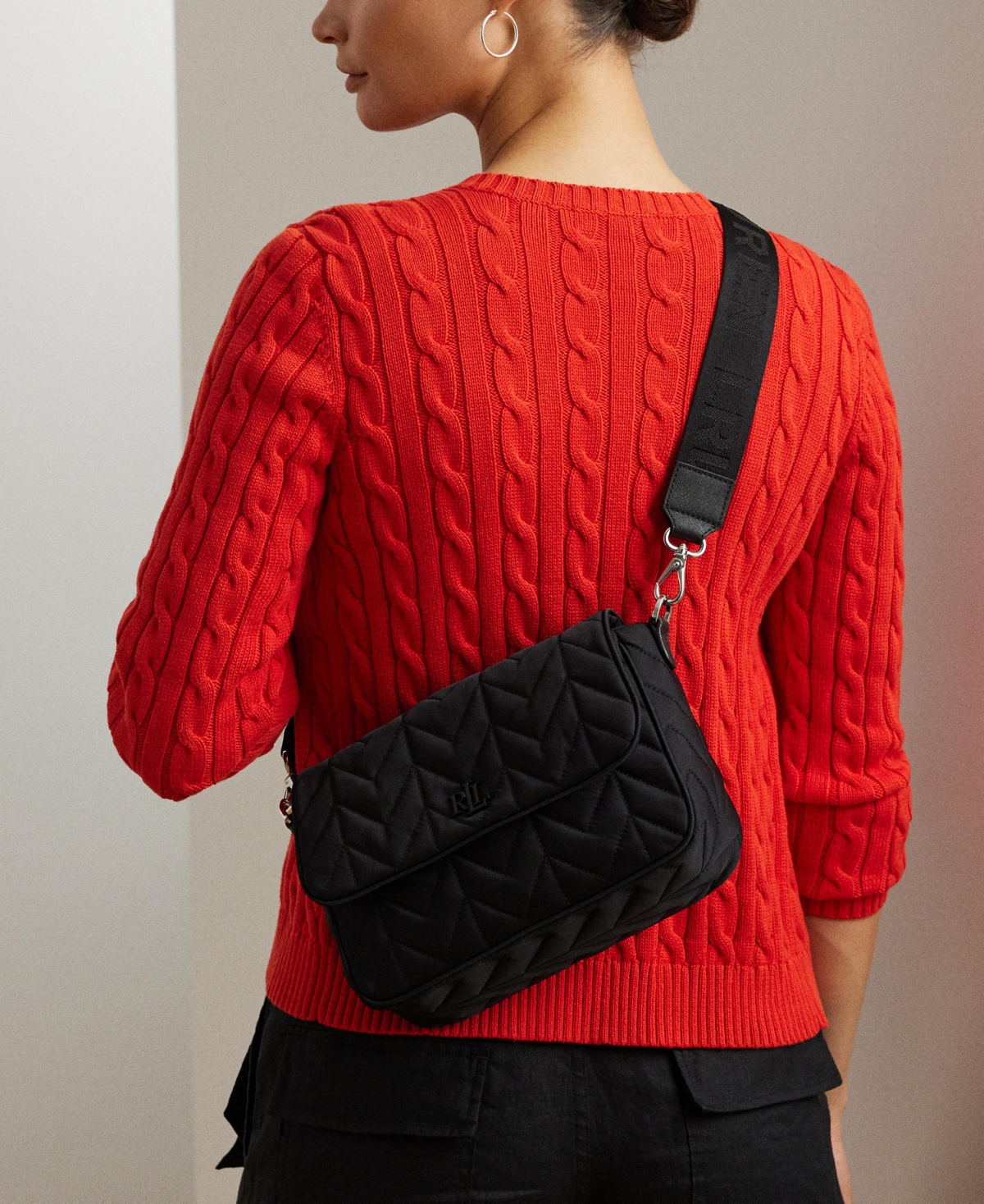 Ralph Lauren Quilted Small Stevie Messenger Bag In Black
