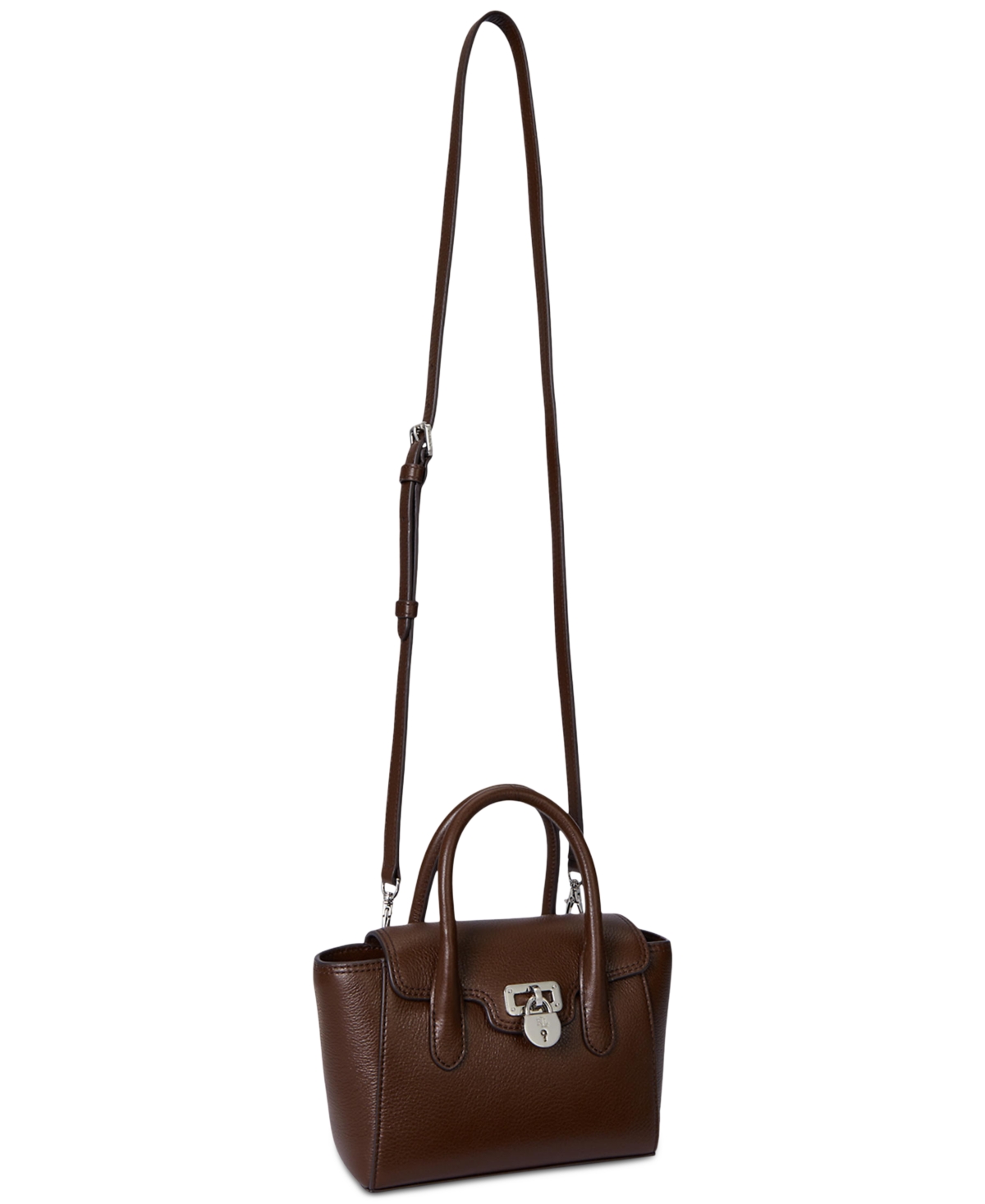 Ralph Lauren Pebbled Leather Small Tanner Satchel In Brown