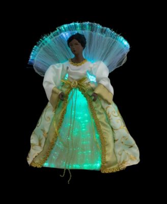 12" Lighted Fiber Optic African American Angel Christmas Tree Topper