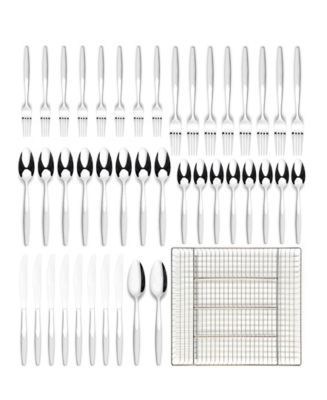 Ornative Anona 42-Pc. Flatware Set with Wire Caddy, Service for 8 - Macy's