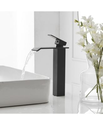 Waterfall Single Hole Single Handle Bathroom Vessel Sink Faucet in Matte Black