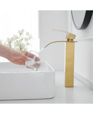 Waterfall Single Hole Single Handle Bathroom Vessel Sink Faucet With Pop-up Drain Assembly