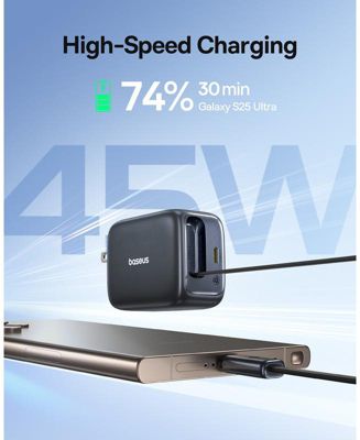 Baseus Enercore with Single Retractable USB-C Cable Charger 45W