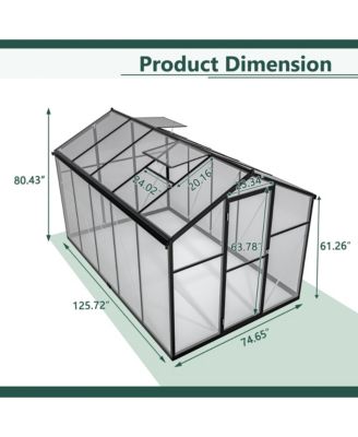 6'x12' Thick Polycarbonate Greenhouse with Double Flush Door