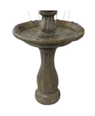  46" H Outdoor 2-Tier Pineapple Solar Water Fountain with Battery Backup