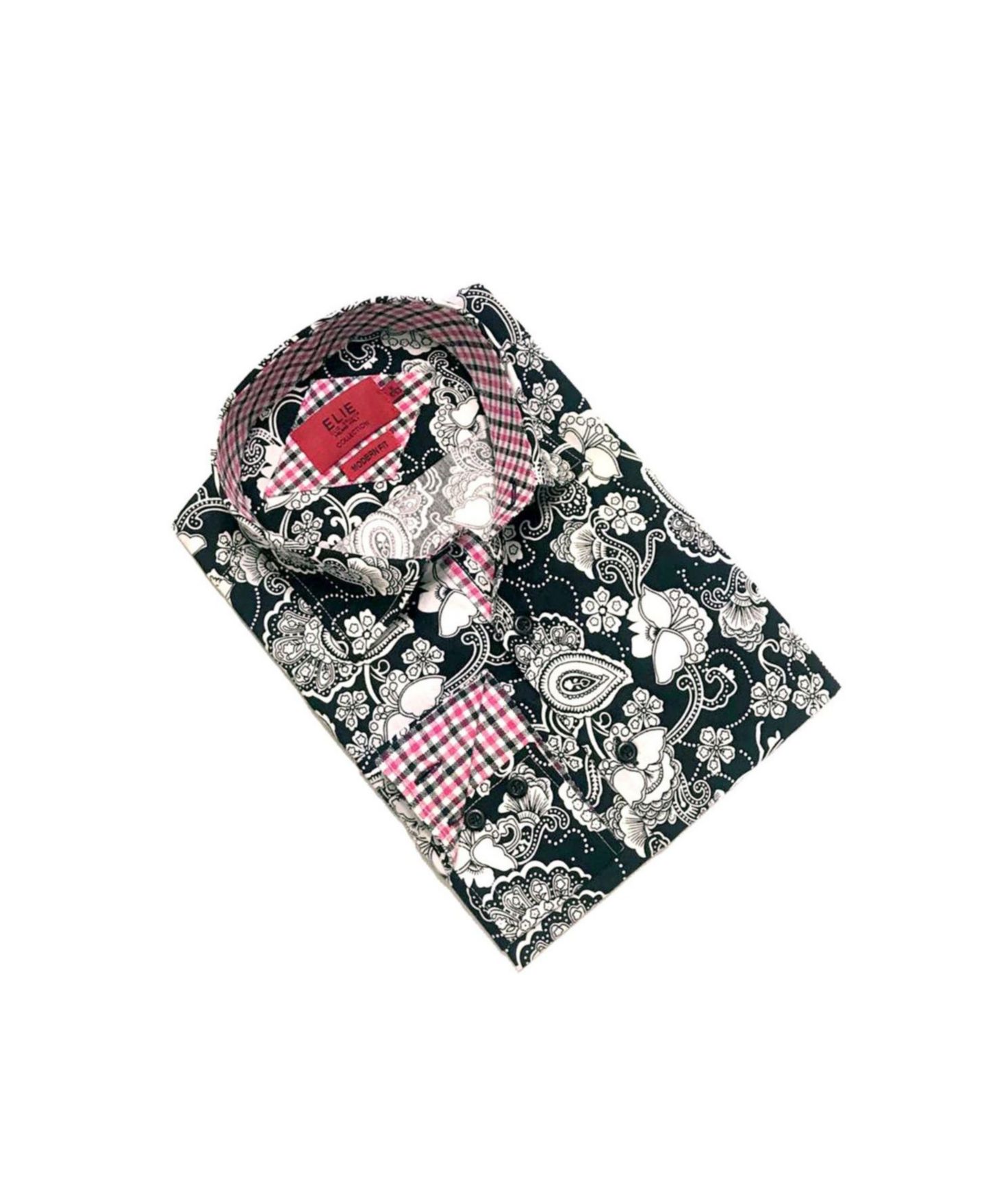 Рубашка Elie Balleh Black Slim Fit Paisley Dress Shirt для мальчиков, цвет: Чёрный — фото 2