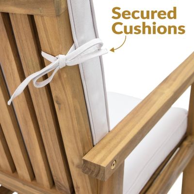 Rodanthe Acacia Wood Outdoor Dining Armchairs with Cushions - 2pk - Natural/Bone White