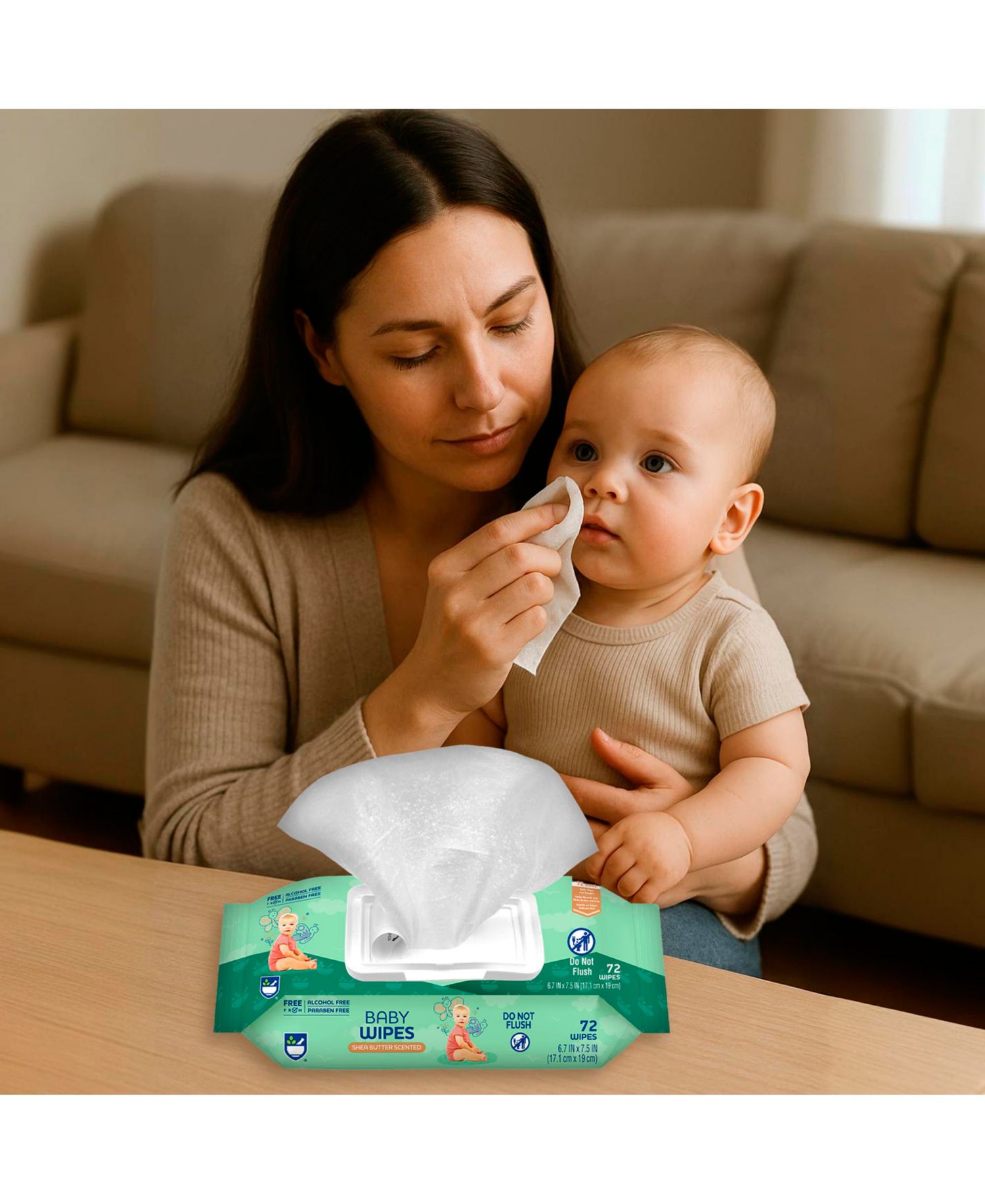 Baby Wipes Aloe Vera & Shea Butter Infused | 99% Water-Based | Resealable Pack for Sensitive Skin
