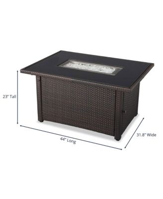 40,000 BTU Rectangular LP Gas Outdoor Fire Pit Table, Brown/Black