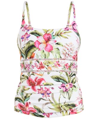 Women's Polynesian Shirred Printed Tankini Top