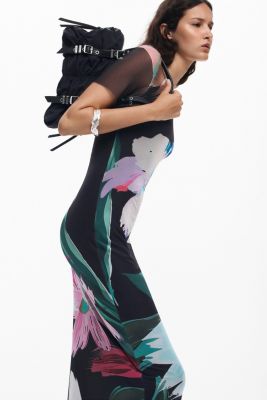 Women's Watercolor floral fitted dress