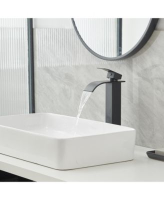 Waterfall Single Hole Single Handle Tall Bathroom Vessel Sink Faucet With Supply Hose in Polished Chrome