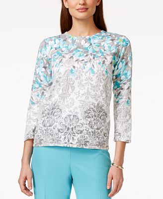 Alfred Dunner Petite Printed Embellished Sweater - Sweaters - Women ...