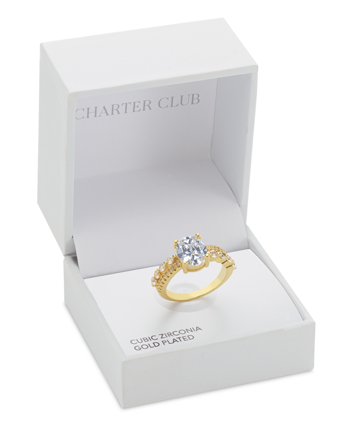 Charter Club Pave & Oval Crystal Ring, Exclusively At Macy's In Gold