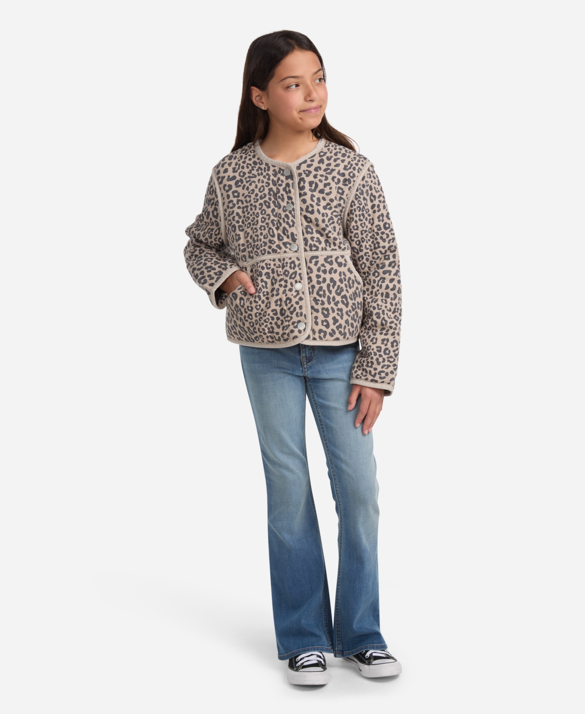 Abercrombie Girls Quilted Liner Jacket In Gray