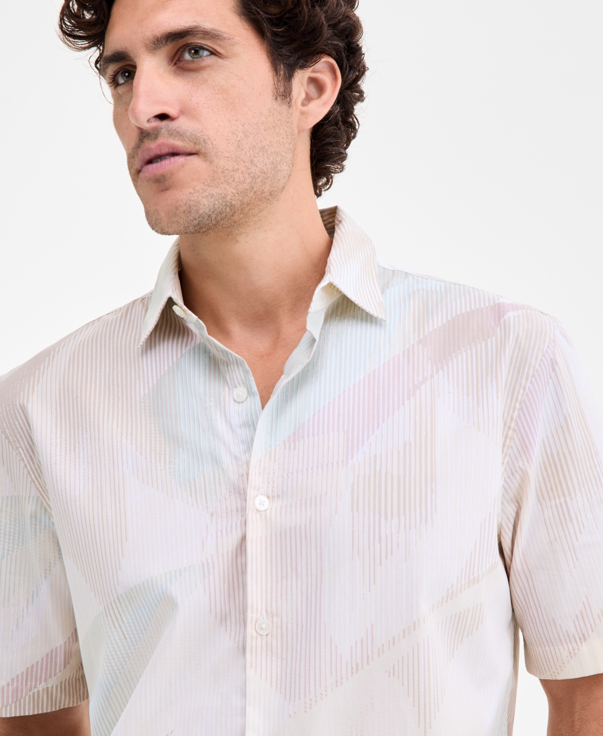 Alfani Men's Interstellar Patterned Shirt, Macy's Exclusive In White
