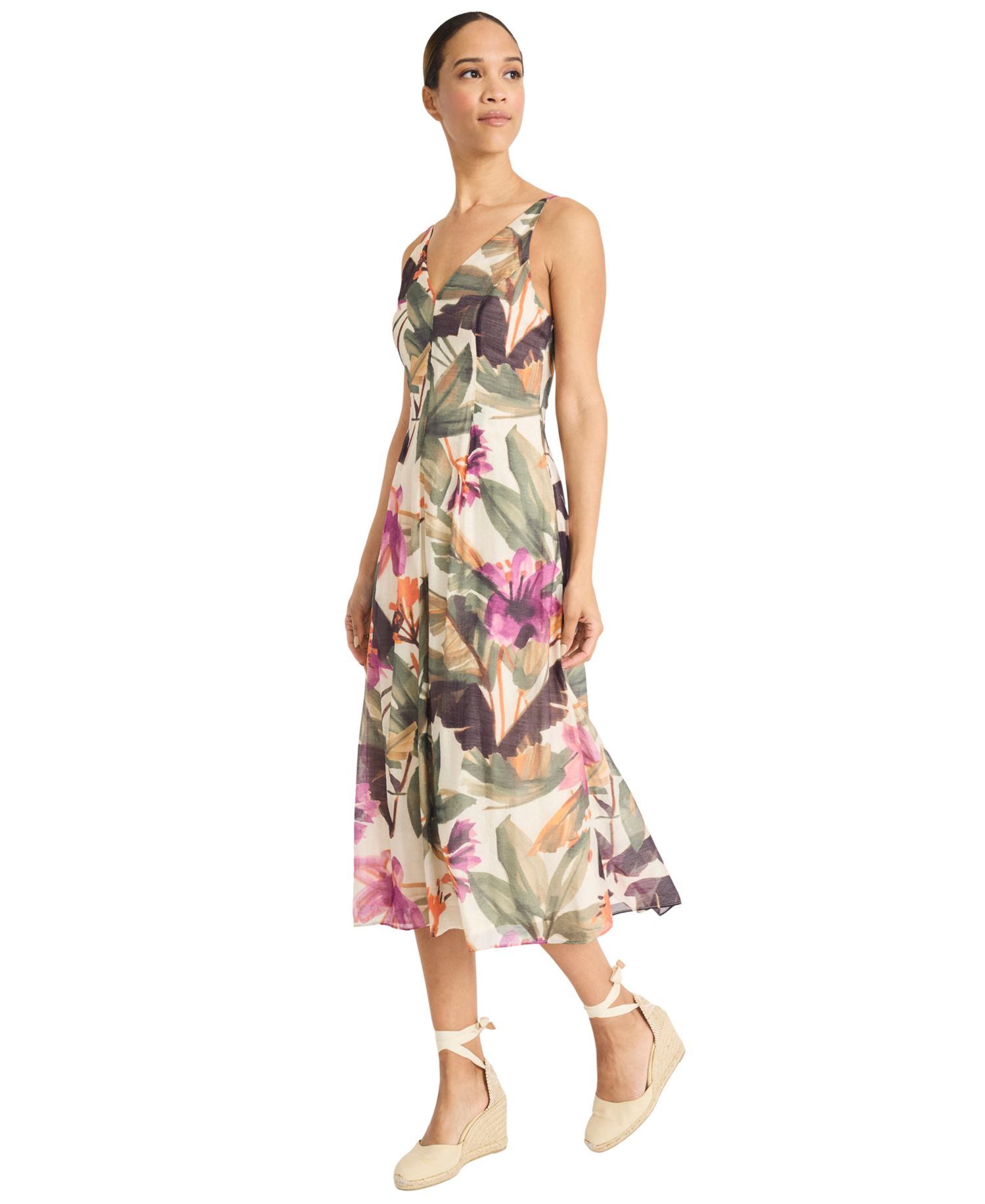 Women's Printed Voile Sleeveless A-Line Dress