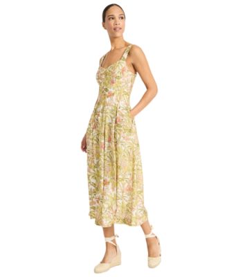 Maggy London - Women's Printed Empire-Waist Midi Dress