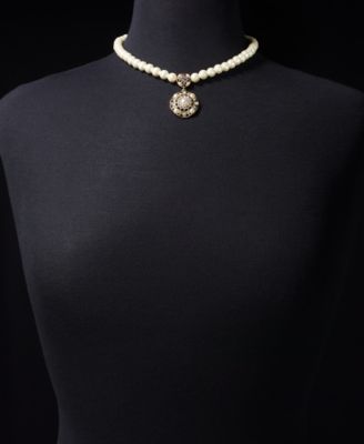 Crystal & Imitation Pearl Statement Pendant Necklace, 16" + 2" extender