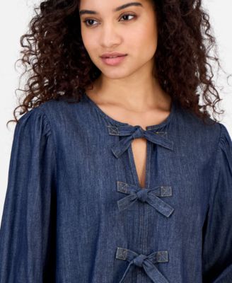 Women's Chambray Peplum-Hem Top