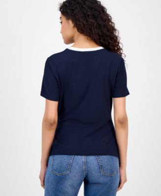 Women's Side-Gathered Short-Sleeve Top