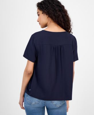Women's Tie-Front Short-Sleeve Top