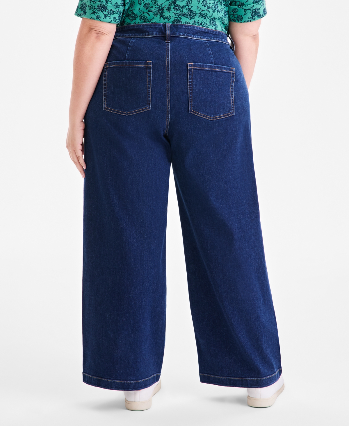 Style & Co Plus Size High Rise Wide-leg Jeans, Macy's Exclusive In Blue