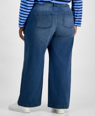 Plus Size High Rise Wide-Leg Jeans, Macy's Exclusive