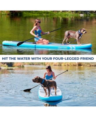 Free-Flow Welded Inflatable Stand-Up Paddle-Board with Double-Action Hand Pump, 3-Shaft Aluminum Paddle, Leash, Fin, Repair Kit and Backpack (Black)