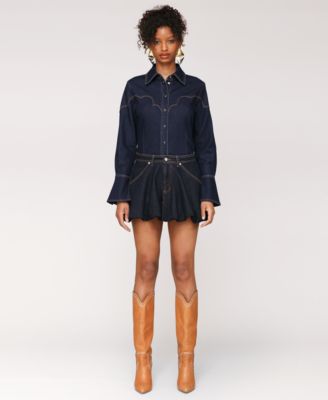 Women's Bubble-Hem Denim Mini Skirt
