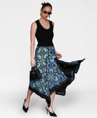 Women's Lace Trim Handkerchief Hem Skirt