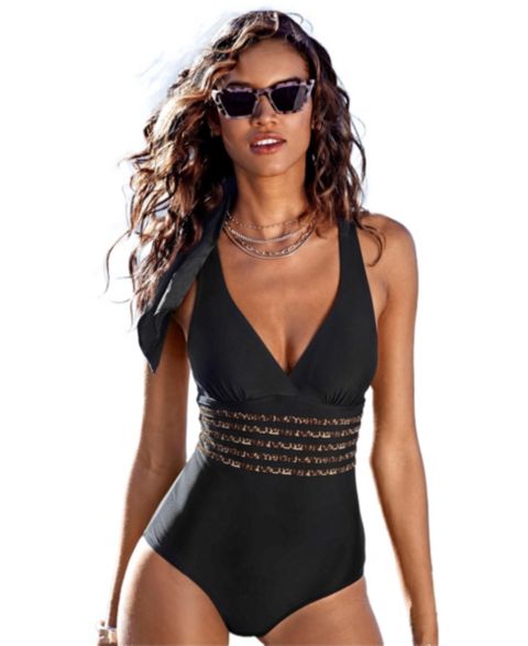 Женские купальники LASCANA Women's Leopard Tummy Control One Piece Swimsuit Bra Sizing