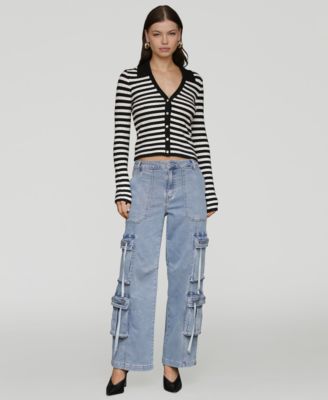 Women's Multi Pocket Wide-Leg Cargo Jeans