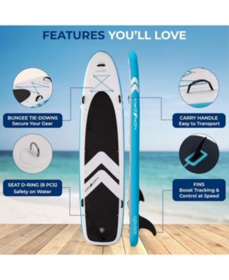 Free-Flow Stand-Up Paddle-Board - Woven Drop-Stitch and Double Layer Side Inflatable SUP with Double-Action Hand Pump, 3-Shaft Aluminum Paddle, Leash, Seat, Fin, Repair Kit and Backpack (Black)