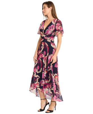 Women's Printed V-Neck Midi Fit & Flare Dress