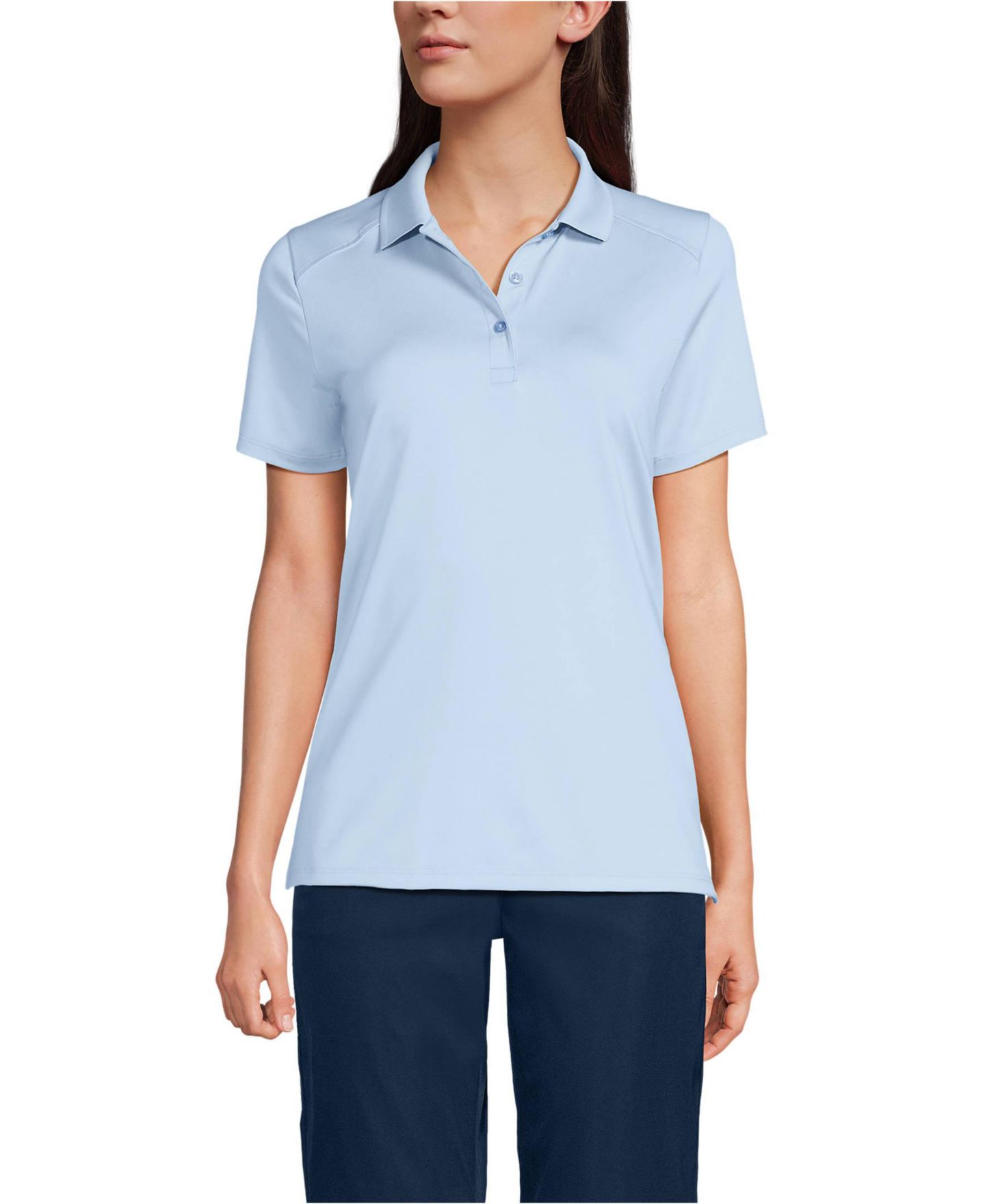 Женское поло Lands' End Short Sleeve Feminine Fit Rapid Dry Polo, цвет: Синий — фото 1