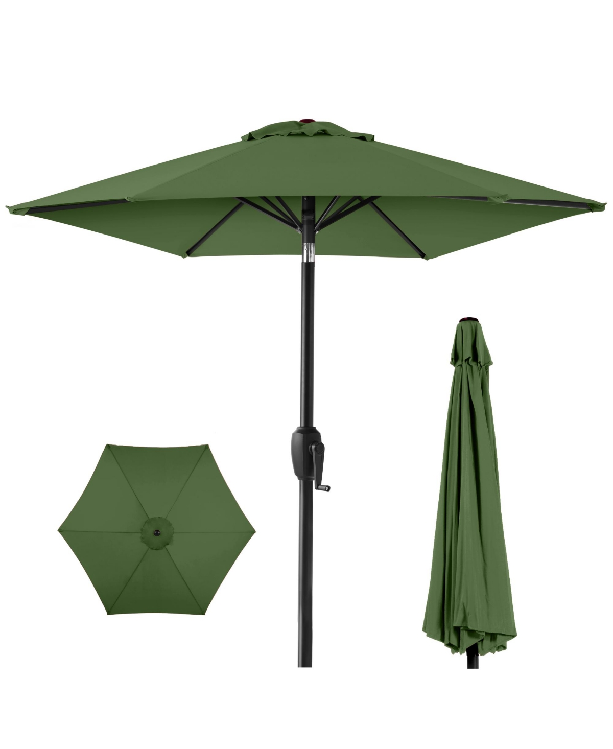 7.5ft Heavy-Duty Outdoor Market Patio Umbrella w/ Push Button Tilt, Easy Crank - Fern