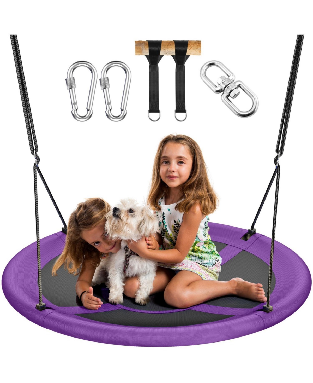 Double Hammock with Stand, 2 Person Cotton Rope Hammock with Removable Polyester Pad