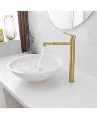 Single Hole Single Handle Bathroom Vessel Sink Faucet With Supply Hose in Black Gold