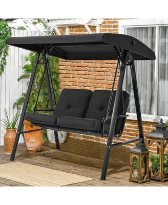 2-Person Metal Patio Swing with Removable Cushion Patio Swing Outdoor Porch Swing Chair for Adults for Garden Backyard Deck