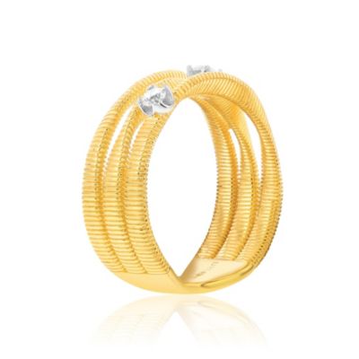 Suzy Levian Golden Helix Sterling Silver Cubic Zirconia Coil Three Row Twisted Ring