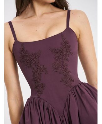 Women's Oakleigh Blackberry Purple Cotton Lace-up Back Midi Dress