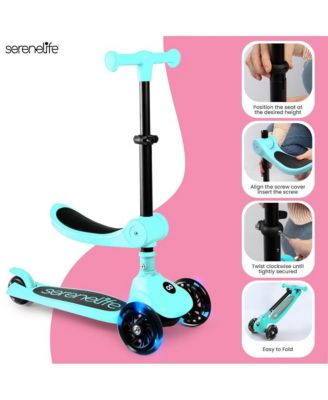 3-Wheel Foldable Kids Scooter with LED Wheel Lights, Foldable Seat & Lean-to-Steer Technology – Child Toy Scooter (Turquoise Blue)