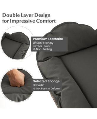 Adjustable Bar Stool Set of 4 Leathaire Bar Chairs w/ Padded Seat & Footrest