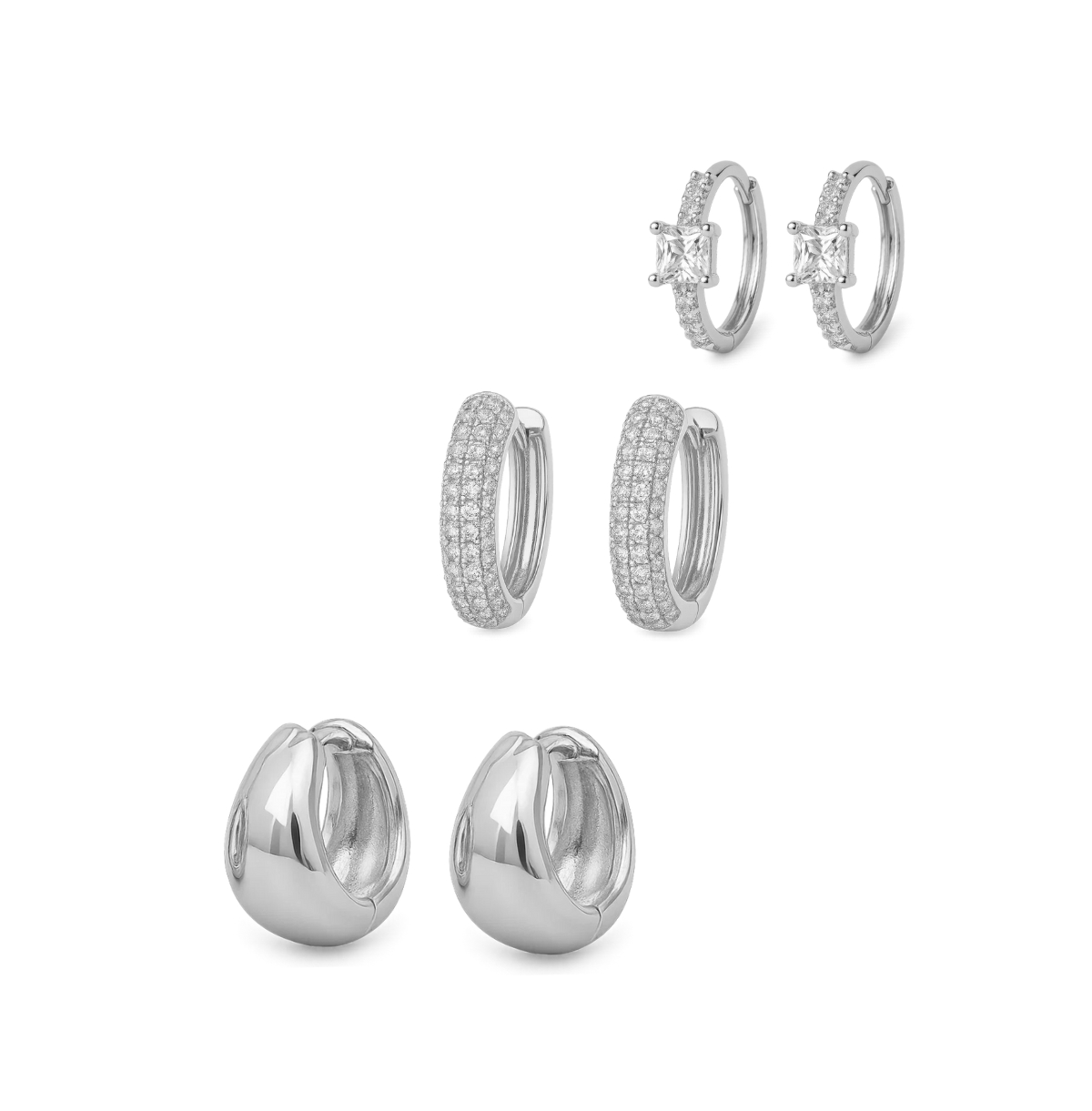Dainty Huggie Hoop Earrings -3 Pairs - Gold