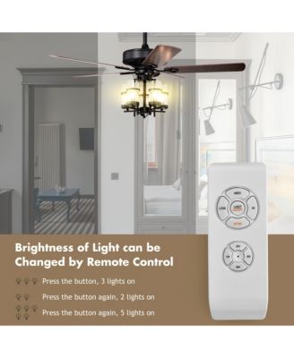 Classic 50 Inch Ceiling Fan with Light Noiseless Reversible Motor Ceiling Fan Lamp
