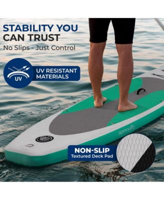 Free-Flow Welded Inflatable Stand-Up Paddle-Board with Double-Action Hand Pump, 3-Shaft Aluminum Paddle, Leash, Fin (Black)
