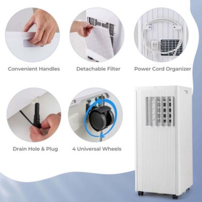 10,000 BTU (ASHRAE) 3-in-1 Portable Air Conditioner with Cooling, Fan & Dehumidifier for Rooms up to 350 Sq Ft