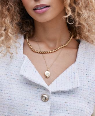 Gold Plated Isla Initial Oval Locket Layering Necklace Set