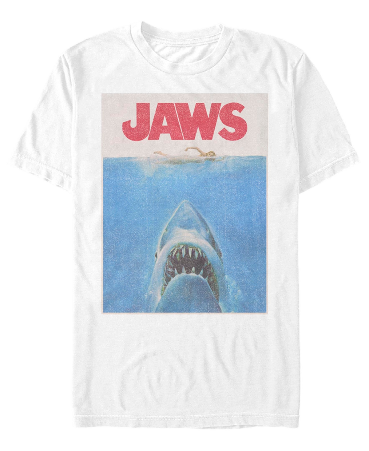 Men's Retro Jaws Poster Short Sleeve T-Shirt - White